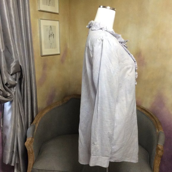 Pale blue ruffled blouse by Ann Taylor LOFT, size L - Picture 3 of 10